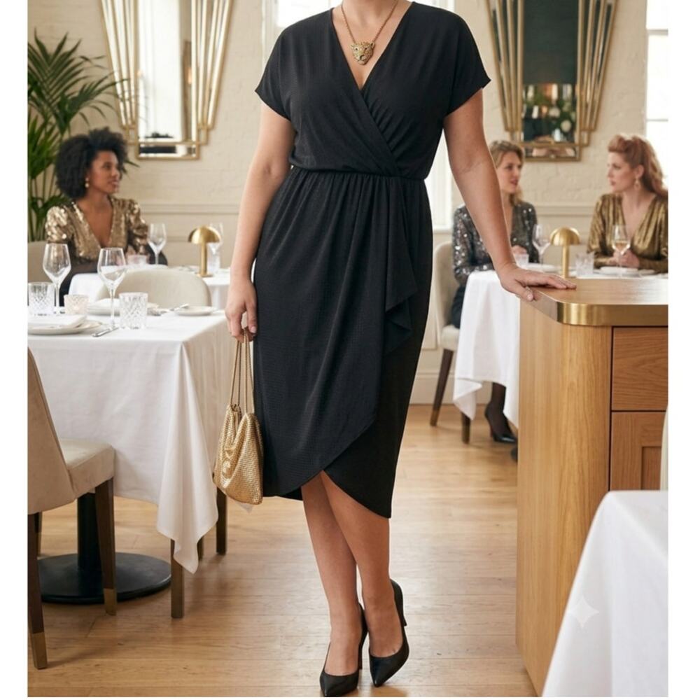 90s Dianne von Furstenberg Faux Wrap Dress, Size 12